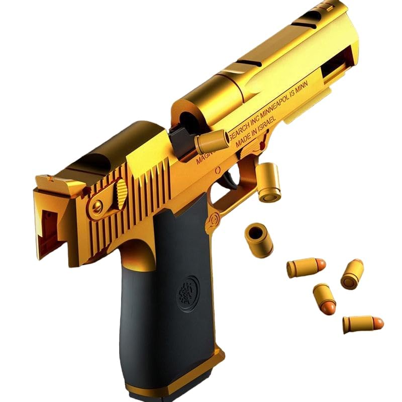 Toy Gun for Boys with Soft Bullets, Toy Pistol with Jump Ejecting Mag, Toys Foam Blaster with 30 Pcs EVA Darts, Gifts for Boys Kids and Girls Ages 7,8,9,14+, (Golden)