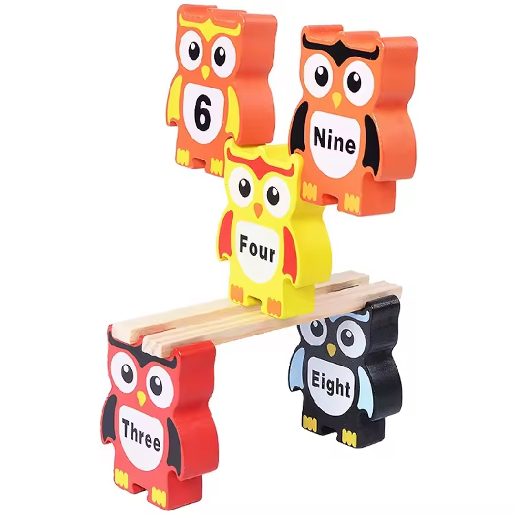 12Pcs Kids Wooden Owl Balance Blocks
