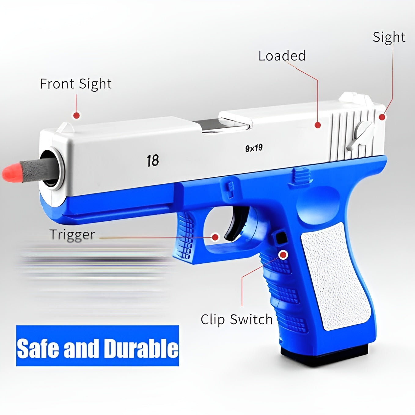 Soft Bullet Toy Gun | Shell Ejecting Pistol for kids, toddlers or adults (random color)