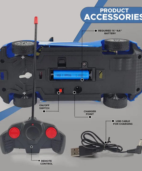 3D Famous Car 4 Channel RC Remote Control Cars with 3D Lights with Battery and Charger