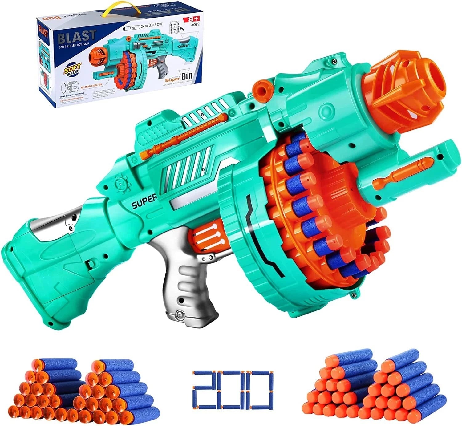 Bigpower Electric Foam Dart Blaster,20-Dart Rotating Drum Toy Foam Blaster